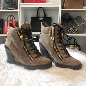 Giuseppe Zanotti Taupe Brown Suede Sneaker Boots